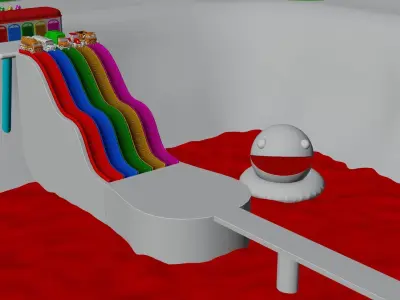 Vehicles Fall in The Pacman Color pool 3D model