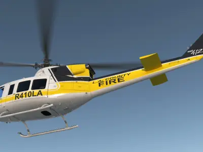 Bell 412 Fire Department Helicopter Rigged 3D model