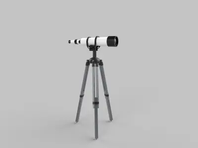 Telescope tripod with Low-poly 3D model