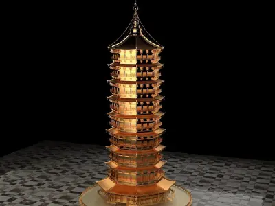 Chinese ancient tower  3D model