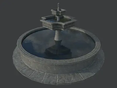 Old Gothic Style Garden Fountain Low-poly 3D model