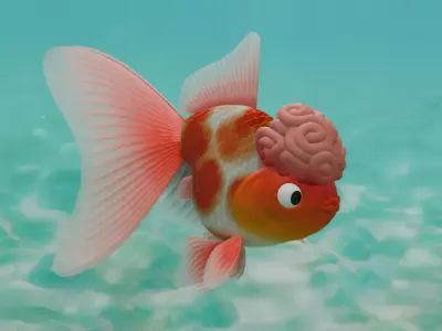 Lion head Goldfish Lowpoly 3D model Low-poly 3D model
