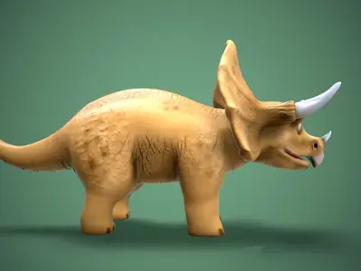 cartoon tricceratops Low-poly 3D model