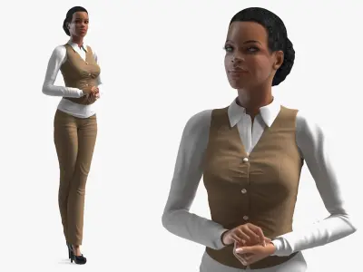 Light Skin Business Style Woman Rigged for Cinema 4D 3D model