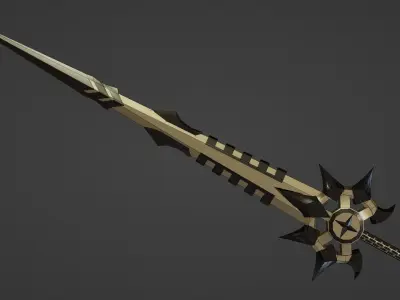 fantasy golden sword Free low-poly 3D model