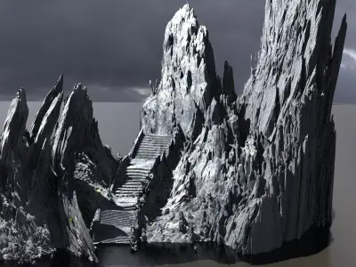  Steps Ruins on cliffs Kit bash 3D model