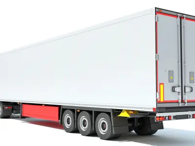 Truck with Reefer Refrigerator Trailer 3D model 2
