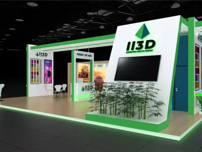 Exhibition Stand Stall Three Side Open 11X7 3D model
