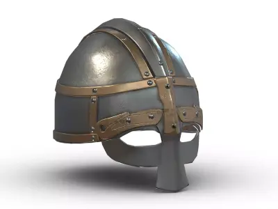 Medieval Helmet 09 Low Poly PBR Realistic  Low-poly 3D model