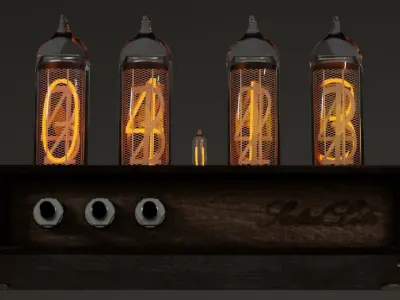 Low Poly Nixie Tube Clock Low-poly 3D model