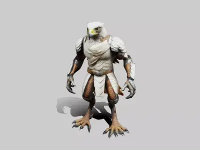 Hawk Birdman Human Bird Character Low-poly 3D model