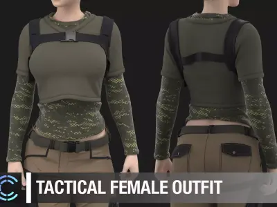 Tactical female outfit  Marvelous Designer project 3D model