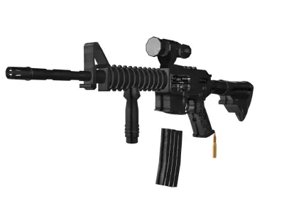 3D Machine Gun Rigged Low-poly 3D model