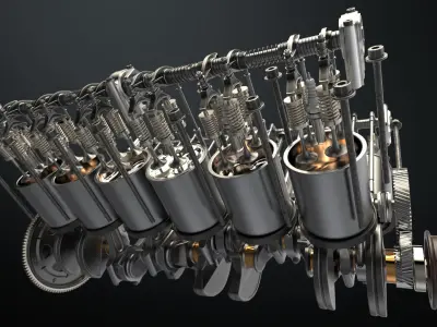 V12 Engine Working Animated 3D model