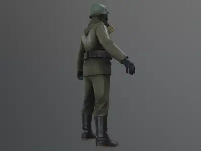 german soldier with gas mask 3D model