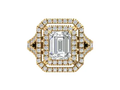 Emerald Solitaire Art Deco Ring 3D print model 8