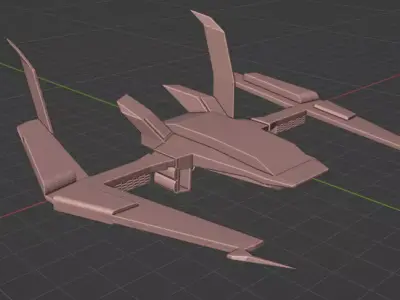 lowpoly spaceship flying in sky 3D model