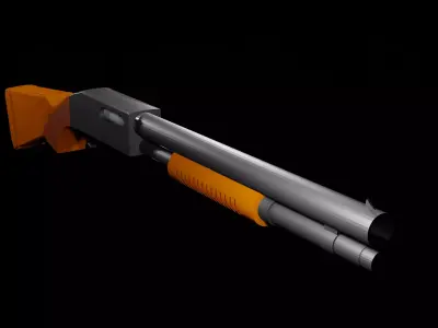 Pump-Style Shotgun  3D Model Low Poly Low-poly 3D model