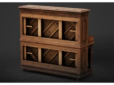 Vintage Upright Saloon Piano Set 3D model
