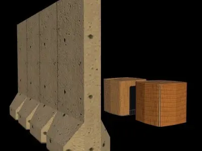 Hesco and T-Wall Barrier Free low-poly 3D model