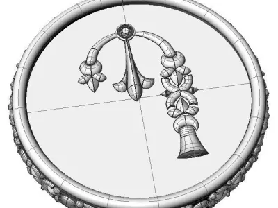 Brooche with armenian letter P 3D print model