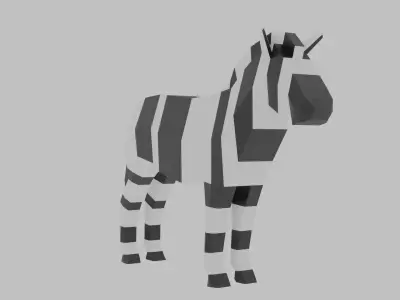 Zebra Rigged Free low-poly 3D model