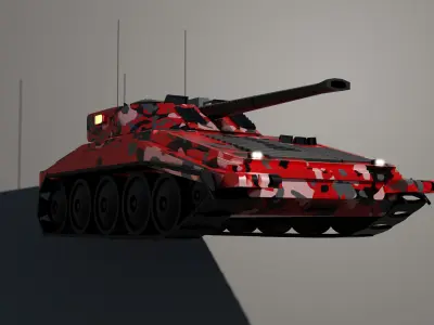 Semi-modern war tank for the game Low-poly 3D model