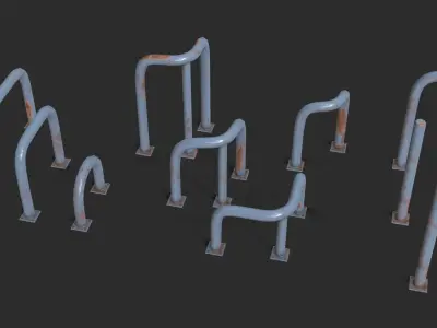 Grey Fence Protector Pack Low-poly 3D model