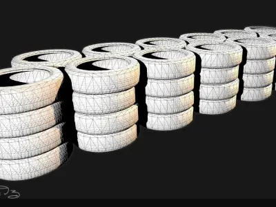 Low Poly PBR Tyre Pack Low-poly 3D model