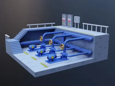 Industrial platform Low-poly 3D model