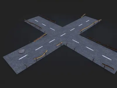 Old road Low-poly 3D model