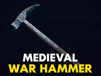 Medieval Weapon War Hammer -PBR- Game Ready Low-poly 3D model