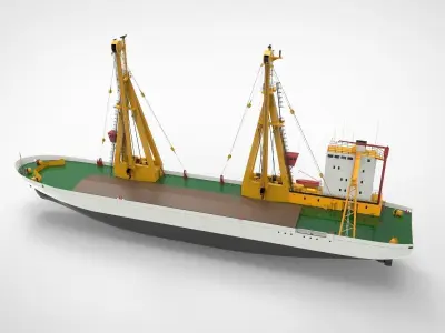 Cargo ship with loader 3D model