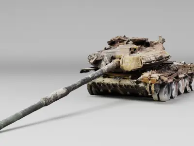 Russian T-72 tank destroyed by Ukrainian army 3D model get