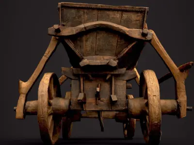 Old Wooden Cart Low-poly 3D model shop