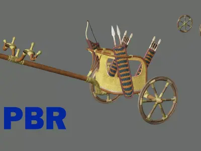 Chariot wooden cart Low Poly 3D Model Low-poly 3D model