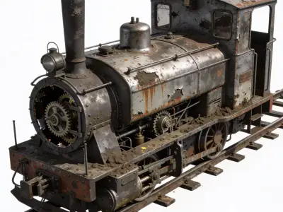 Realistic Rusty Narrow Gauge Mining Locomotive 3D Model Low-poly 3D model