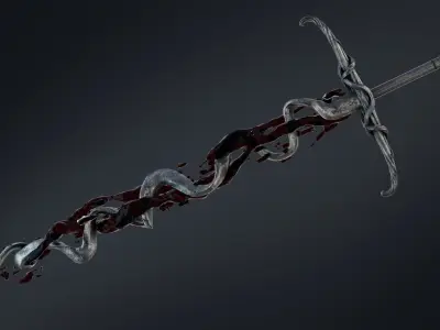 Distorted Bloody Sword Low-poly 3D model