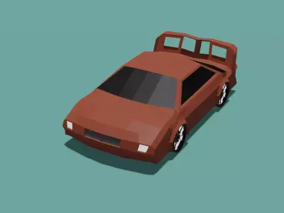 Low poly car back to future Free low-poly 3D model