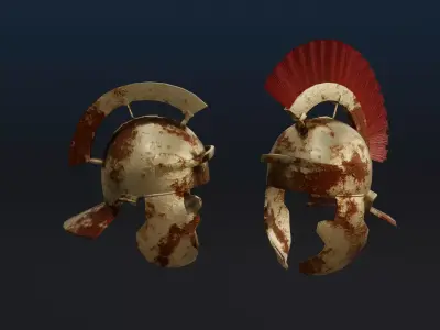 Rusted Roman Helmet  Low-poly 3D model