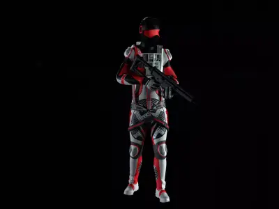 Robot Soldier - Assault Soldier Low-poly 3D model 9