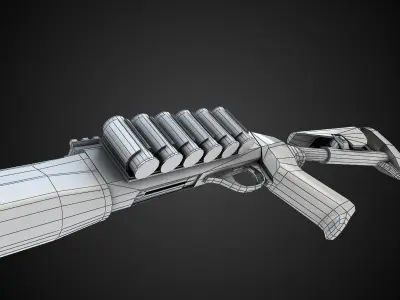 Low poly shotguns collection rifle Low-poly 3D model