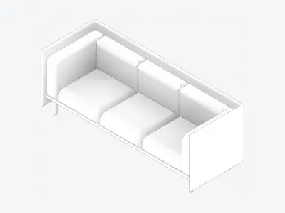 Furniture - Sofa - Contemporary - Flame - Medium Low-poly 3D model