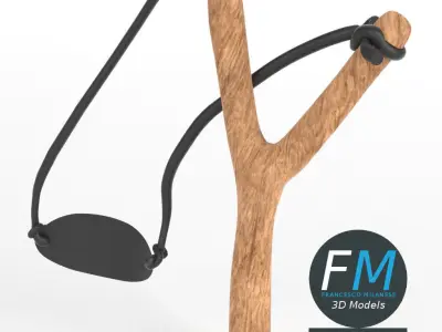 Slingshot 1 wooden stick 3D model