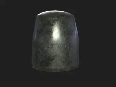 Closed knights helmet with PBR material Low-poly 3D model