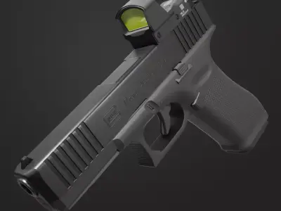 GLOCK 17 Gen5 MOS with attachments Low-poly 3D model