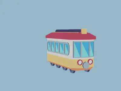 Toony Series - Tiny Tram Low-poly 3D model