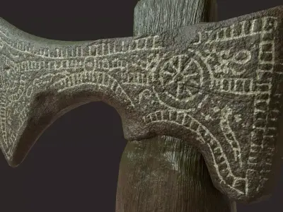 Rust museum scandinavian battle axe Low-poly 3D model