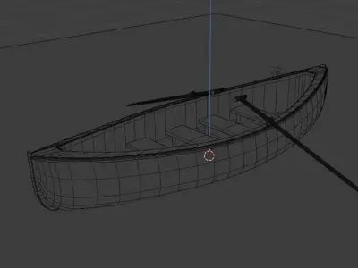 Barque 1 wooden canoe on water Free low-poly 3D model