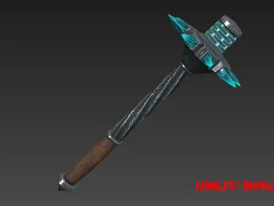 Fantasy Stylish Weapon- Mace of CrystalSpike Low-poly 3D model